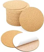Blisstime 36 Self-Adhesive Cork Sheets 4"x 4" for DIY Coasters, Mini Wall Cork Board with Strong Adhesive-Backed (Round)