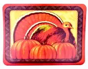 Thanksgiving Turkey Placemat (Set of 6x) Polypropylene,Pumpkins,Large Turkey,