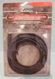 Radio Shack 20 Ft Headphone Computer Speaker Extension Cord New 42-2561 3.5mm