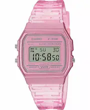 Casio F91WS-4, 7 Year Battery Chronograph Watch, Pink Silicone Strap, Alarm