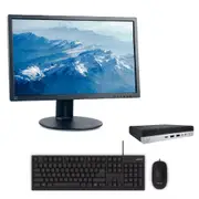 Grade B - HP EliteDesk 800 G5 Mini Bundle i5-9500T Six-Core 128GB 8GB RAM + 24" Monitor - Refurbished (Grade B)