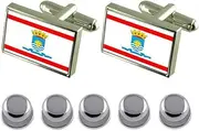 [Select Gifts] Shirt Dress Studs Florianopolis City Brazil Flag Cufflinks