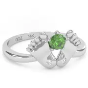 Baby Feet Peridot Diamond Ring In 14k Gold