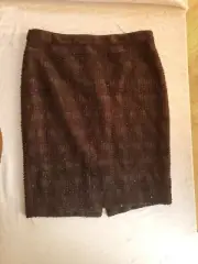 NWT Ann Taylor Black Sequined Polyester Skirt Misses Size 14 Knee length