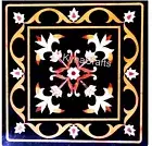 Square Marble Coffee Table Top Semi Precious Gesmtone Inlay Work Sofa Side Table