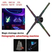 WiFi 3D Holographic Projector 576LED APP Control Holographic Player Fan for Image Video Store Advertising Display UKPlug Black