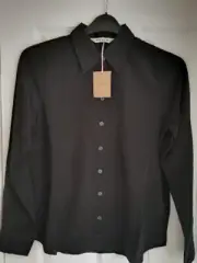 BODEN SIENNA SILK SHIRT LONG SLEEVES PLAIN BLACK. UK 22 R, EUR 48-50. BNWT