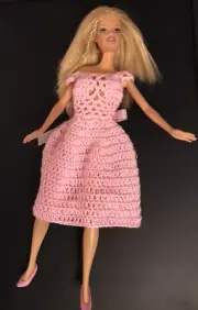 Handmade￼ Crochet Doll Dress For 11-1/2 Inch Dolls Such As Barbie Pink