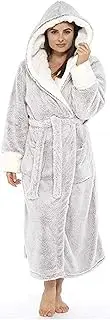 [DALIANMAO] Women's Super Soft Hooded Robe Dressing Gown Bathrobe Plush Robes Warm Gowns (Color : Gray, Size : 3X-Large)