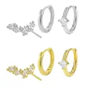 Flat Back Earrings with Zircon Piercings Ear Studs Fashion Jewelry for Women