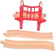 The Train Wooden Track Bridge Accessory Straight Tracks Connector Pieces Playset for Toddlers