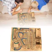 Cribbage War Game Wooden Cribbage Board Game Set with Built-in Storage Compartme