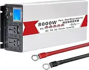 Car Power Inverter 3000W 4000W 5000W 6000W 8000W Pure Sine Wave Inverter Dc 12V 24V 48V to Ac 110V 220V Converter Adapter with Ac Outlets LCD Display Car Inverter,8000W-60Vto220V
