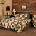 KETTLE GROVE King Patchwork Quilt Black Brown Creme Country Primitive
