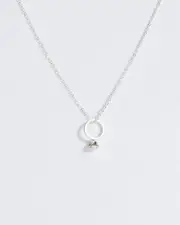 Silver Crystal Engagement Ring Necklace