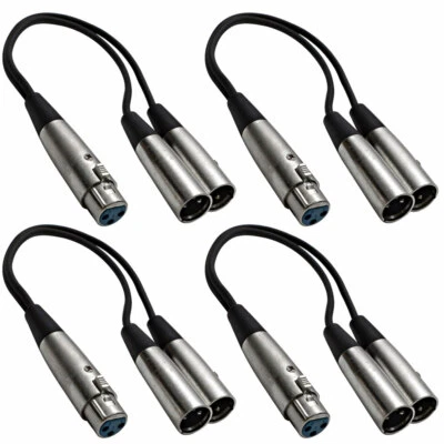 4 PACK 1' Splitter Patch Cables 1 XLR Female 2 XLR Male