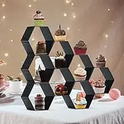 Black Honeycomb Hexagon Cake Display Stand
