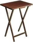 Folding TV Tray Table Indoor Single Tables For Small Space Stable Solid Walnut