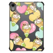 iPad mini (6th gen) iPad Impact Case Cute Calico Cat with Avocado Ice Cream & Pastel Heart - Cartoon Kitten Kawaii Animal with Chocolate Stick & Sweet Fruit & Food