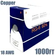 1000FT RG6/U Dual Shielded Coax Coaxial Cable Bare Copper Wire 18AWG Black