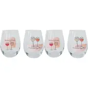 2x Urban We Are Better Together 12cm Wine Glass Stemless Drinkware Pink/Mustard
