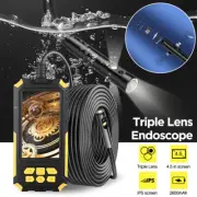 3 Lens Inspection Camera Borescope & Lights 4.5'' HD Screen Endoscope Semi-Rigid