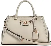 [GUESS] Nastra Double Handled Handbag with Removable Shoulder Strap and Center Logo White