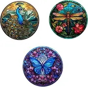 5.9 inch Acrylic Suncatcher, Window Hanging Nature Round Sun Catcher,for Home Decor Forest Stained/Window Decor Wall Art for Home Office Decoration