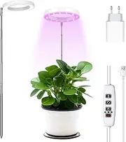 Plant Lamp LED Full Spectrum, 160 cm Height-Adjustable Plant Light with Timer 3/9/12 Hours with USB Adapter, 10 Brightness, 3 Light Modes Grow Light for Indoor Plants, Plant Lamp LED