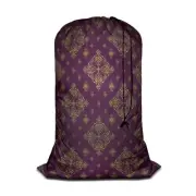 Geometric Pattern Laundry Bag Dirty Clothes Organizer Golden Purple Ethnic Dr...