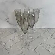 Bohemia Crystal Champagne Flutes Light Smoke Clear Stem Czech Set of 6