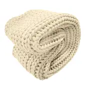 Royal Comfort Chunky Hand Knit Thick Weighted Blanket 6.3KG 203cm x 153cm - Cream