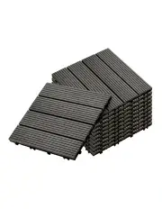 [SOGA] Garden Wooden Decking Tiles 11 Pieces in Grey