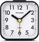 Peakeep Small Battery Operated Analog Travel Alarm Clock Silent No Black