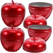 ASAKKURA 4pcs Apple Shaped Tinplate Candy Boxes Decorative Metal Food Containers for Tea Sugar Coffee Honey Cookies Unique Present Jars with Generous Storage Space