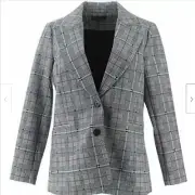 DG2 Diane Gilman Ponte Knit Boyfriend Blazer Glenn Plaid #S