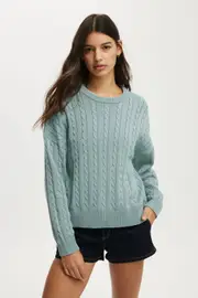 [Cotton On Women] Cotton On Women - Cotton Crew Neck Pullover - Dark sage XL DARK SAGE