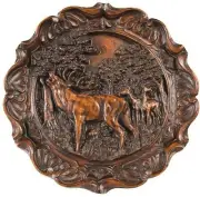 Decorative Plate MOUNTAIN Lodge Bugline Elk in Forest Resin Hand-Cast