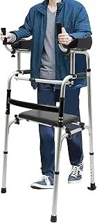 ZGFAUVSF Walking Frame, Foldable Upright Walker, Height Adjustable Rollator Walker with 2 Wheels, Standing Walking Aid Stand Up Walker Standing Rehabilitation, up to 220 lbs