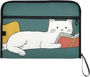 YMXFXP Expandable Filing Folder Cat Book Funny Boho, 13-Pocket Funny Cute Design with Sticky Labels, A4 Letter Size Document Organizer for Office, School, Boys, Girls