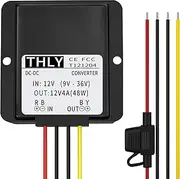 12V DC Voltage Regulator, 12V Surge Protector Car Voltage Stabilizer 4A 48W with Fuse Waterproof, 12V Converter for Auto Truck Vehicle Boat Motor Solar System Protection (DC10-36V Input, DC12V Output)