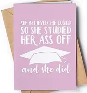 Funny and original graduation card for her with envelope | Inspirational card for women from mom, dad, friend… Fun and empowering present for graduation day.