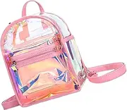 [Healeved] Metallic Iridescent Transparent Backpack for Women Lightweight Jelly Backpack with Multiple Compartments Multi Use Bag for Teen and Concerts Stylish and Comfortable Design