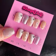 Icy Daisy Translucent Press-On Nails - Fresh & Elegant Hand-Painted Short Nails, Brightening Effect, Removable, Custom Handcrafted Nail Art