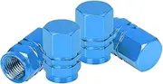 4PCS Moly Magnolia Tire Stem Valve Caps Wheel Valve Covers Car Dustproof Tire Cap, Leak-Proof Air Protection Fits Cars, Trucks, Bikes, Motorcycles, Bicycles, Hexagon Shape Design (Light Blue)