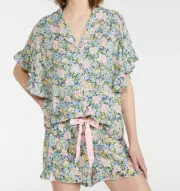 NEW PETER ALEXANDER FLORAL TOP & SHORTS VISCOSE PJ SET RRP$119.90 XS