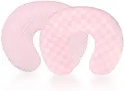 DAYEEBALL 2 Pack Nursing Pillow Covers, Removable Nursing Covers for Breastfeeding Pillows, Stretchy and Soft Breastfeeding Pillow Slipcover for Baby Girls Boys Newborn (Pink, Pink Checkerboard)