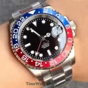 40Mm NH34A Men'S Automatic Watch GMT Function Luminous Black Dial Sapphire Cryst