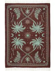 [Miss Amara] Adalyn Boho Picnic Rug in Brown/Mint Green