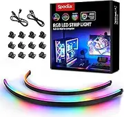 Speclux NEON Addressable RGB PC LED Strip, 2x15.7inch WS2812 RGB Rainbow Magnetic ARGB Strip for 5V 3-pin Aura SYNC, Gigabyte RGB Fusion, MSI Mystic Light Sync, with 12pcs Strong Magnetic Brackets